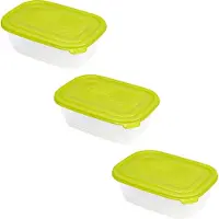 Rotho 3er Set Kühlschrankdose 1 l SUNSHINE, Farbe:Transparent / LIME grün