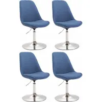 CLP 4er Set Esszimmerstühle Maverick Stoff drehbar und stufenlos verstellbar blau Gestell Farbe chrom