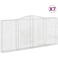 vidaXL Gabionen mit Hochbogen 7 Stk. 400x30x180/200cm Verzinktes Eisen