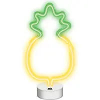 Forever Light Neon LED on a stand PINEAPPLE yellow green NNE05, Leichte Dekorationsfigur, Grün, Gelb, Kunststoff, Universal, LED, Akku, USB