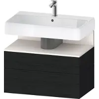 Duravit Collection One Waschtischunterbau, 1 Auszug und 1 Schublade, 790x470x590mm, Nische Weiß Supermatt, QA4394084160010, Farbe: Eiche Schwarz/mit Nischenbeleuchtung