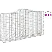 vidaXL Gabionen mit Hochbogen 13 Stk 300x50x160/180cm Verzinktes Eisen