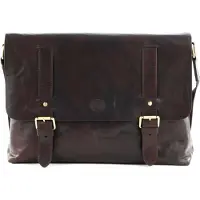 Saddler Leder Laptoptasche Umhängetasche mit Laptopfach Ryan Messenger Bag Dark Brown braun