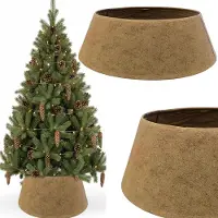 Coil Weihnachtsbaumdecke, Weihnachtsbaumrock, Weihnachtsbaumabdeckung, Weihnachtsbaumständer, Stoff/Karton, Durchmesser: 68cm, Oval, Beige