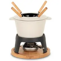 H.Koenig La Fonderie 1890 6-Personen Mont Blanc Fondue-Set aus Gusseisen, Käse- und Schokoladenfondue, 6 Gabeln Kapazität 1.8L