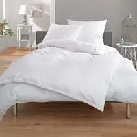 Lorena Mako-Satin Bettwäsche Toscana 10 mm Streifen 155x220 cm + 80x80 cm - weiß