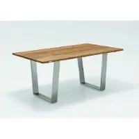 Niehoff - Teak-Gartentisch Noah - Edelstahl 180 x 95 cm Teak geölt Trapezkufe