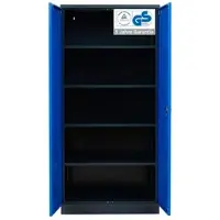 Proregal Stahlschrank BEE mit 4 verzinkten Fachböden | HxBxT 195x92x42cm | Anthrazit-Blau | Werkstattschrank Werkzeugschrank Aktenschrank