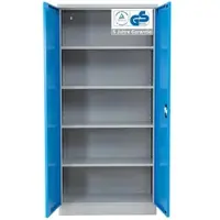 Proregal Stahlschrank Bee 4 Fachböden HxBxT 195 x 92 x 42 cm Verzinktes Fachbodenmaterial Grau & Hellblau