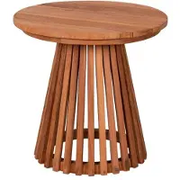DeVries Woodie Beistelltisch Lamellen-Optik Teakholz Ø 50x48cm