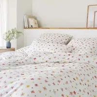 Elegante Mako Jersey Bettwäsche Petals rosarot 160x210 cm + 65x100 cm - pink;gelb;orange
