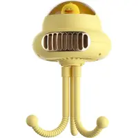Ele eleoption (Gelb) Tragbarer blattloser Ventilator, Ventilator für Kinderwagen, tragbarer Ständer, Aufhängung und Verpackung, 4-Gang-USB-Ventilator, Sicherheitsnetzabdeckung