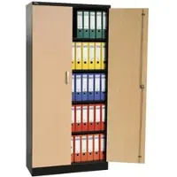 Proregal Aktenschrank Beetle 4 Fachböden HxBxT 195 x 92 x 42 cm Schwarz & Buche