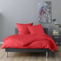 Lorena Mako-Satin Bettwäsche Verona 155x220 cm + 80x80 cm | rot - rot