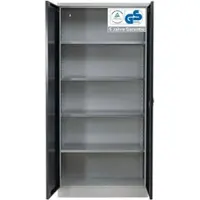 Proregal Stahlschrank BEE mit 5 lackierten Fachböden | HxBxT 195x92x50cm | Grau-Schwarz | Werkstattschrank Werkzeugschrank Aktenschrank