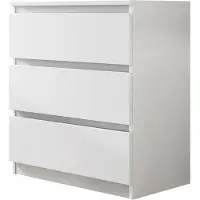 HABITAT ET JARDIN Mirjan24 Kommode Malwa M3, Stilvoll Sideboard mit 3 Schubladen, Schlafzimmer Highboard, Modern Kollektion (Weiß)