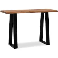 Wohnling Schreibtisch 118x41x76,5 cm Akazie Massivholz / Metall Computertisch Baumkante Homeoffice Bürotisch Massiv Schmal Holztisch Laptoptisch
