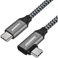 PremiumCord USB-C gebogenes Kabel ( USB 3.2 GEN 2, 3A, 60W, 20Gbit/s ) Baumwollgeflecht 1m