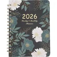 Gistuch Wochen- und Monatsplaner 2026, 215 x 155 mm, 140 Seiten, exquisiter Blumeneinband, A5-Agendabuch