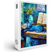 Raxxa Premium-Puzzle "Cat is Sleeping on Piano", 1000 Teile