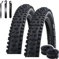 Schwalbe 2 x Faltreifen HS602 Nobby Nic ADDIX Faltreifen Schwarz Fahrradmantel 62-622 ( 29 x 2,40 ) + 2 Schläuche DV19 inkl. Reifenheber