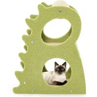 Northix Katzenkratzbaum mit 2 Ebenen, Dinosaurierform, Grün, 48 x 37 x 58 cm