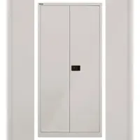 Bisley Universal Garderobenschrank abschließbar - Stahlschrank mit Hutboden & Kleiderstange, Mitteltrennwand & 3 Fachböden, Flügeltürenschrank mit