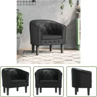 The Living Store Clubsessel Schwarz Kunstleder