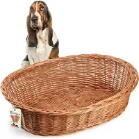 Kadax Hunde und Katzenliege aus Weide, Haustierbett in Naturfarbe, Hundebett (19x80x61cm)