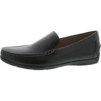 Geox Mokassin "U SIRON A", Herren, Gr. 41, Leder Textil, schwarz, Schuhe Mokassin, Loafer, Business Schuh, Autofahrer Schuhe mit Ziernaht