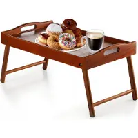 Kadax Betttisch "Solia", aus Kiefernholz, Serviertablett, Essenstablett, Laptoptisch, Braun