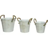 Décoris Blumentopf / Übertopf Eimer Metall 13-17cm weiß 3er Set
