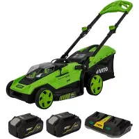 Vito 40V Akku-Rasenmäher EGO LI + 2 Akkus 4.0Ah + Doppelladegerät Brushless-Motor Schnitt 40 Cm