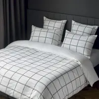 HUGO BOSS Home Satin Bettwäsche Check 200x200 cm + 2x 80x80 cm | white - weiß