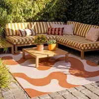 FRAAI In- & Outdoor Teppich - Summer Swirl Terracotta 80x150 cm