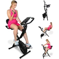 Mobiclinic Fitness, Klappbarer Heimtrainer + Widerstandsbänder, 2 in 1, Everest, 8 Stufen, bis zu 100Kg, LCD-Display, Pulsmesser, verstellbarer Sitz