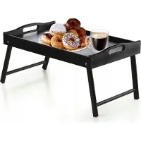 Kadax Betttisch "Solia", aus Kiefernholz, Serviertablett, Essenstablett, Laptoptisch, Schwarz