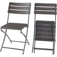En.casa Klappstuhlset ‘Lillestrøm’ 2-tlg. Metallgestell 81 x 58 x 46 cm Holzoptik, Dunkelbraun