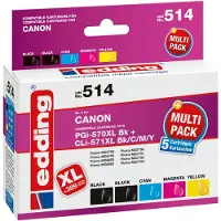Edding EDD-514 - Kompatibel - Schwarz - Cyan - Magenta - Gelb - Canon - Multipack - Canon PIXMA MG5750 Canon PIXMA MG5751 Canon PIXMA MG5752 Canon PIXMA MG5753 Canon PIXMA MG6850... - 5 Stück(e)