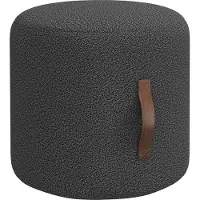 HOMCOM Sitzhocker, Fußhocker, Runder Polsterhocker, Ottomane mit Griff, Fußstütze mit Samtoptik, für Wohnzimmer, Schlafzimmer, Dunkelgrau,Ø52 x 40,5cm