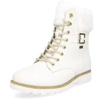 Remonte Winterboots "Elisabeth Hurley-Collection", Damen, Gr. 36, Lammfell, weiß, Leder, Textil, Schuhe Winterboots, Schnürboots, Outdoorschuh, Schnürstiefelette mit Zierschnalle, Topseller