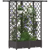 vidaXL Hochbeet mit Rankgitter und Dach Braun 124 x 40 x 121 cm PP