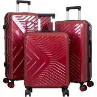 Monopol Kofferset Bergamo Hartschale 3teilige Trolleyset mit 4 Rollen Reisekofferset 3er Set L+M+S rot