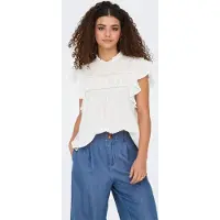 ONLY Rüschentop "ONLKATTI S/S DOBBY TOP WVN NOOS" Baumwolle, regular fit