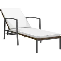 Syfax Sonnenliege mit Auflage Poly Rattan Braun