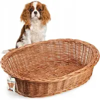 Kadax Hunde und Katzenliege aus Weide, Haustierbett in Naturfarbe, Hundebett (13x58x45cm)
