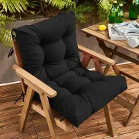 Topchances 2 Stück Gartenstuhlauflage Sitzkissen Stuhlkissen,UV-Lichtecht Wasserdicht Stuhlauflage,Indoor und Outdoor Auflage Polsterauflagen Stuhlkissen,Schwarz,106x53cm
