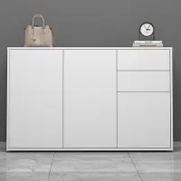 Doporro Sideboard Kommode 120 cm in Matt Weiß Aufbewahrungsschrank Holz Bodenstehend für Ihren Wohnbereich Viel Stauraum Schrank 05