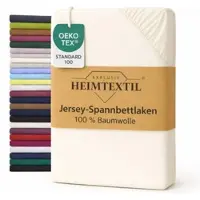 EXKLUSIV HEIMTEXTIL Jersey Spannbettlaken Premium 120 x 200 cm Naturweiss 100% Baumwolle Öko - Tex Zertifiziert Bed-Sheet Bettlaken Spannbetttuch
