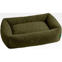 Markenlos Hundesofa KUMARA, Farbe: Khaki, weicher Teddyplüsch, rutschfeste Unterseite, wendbares Innenkissen, großzügige Füllung, maschinenwaschbarer Bezug, Größe: 60 x 40 cm